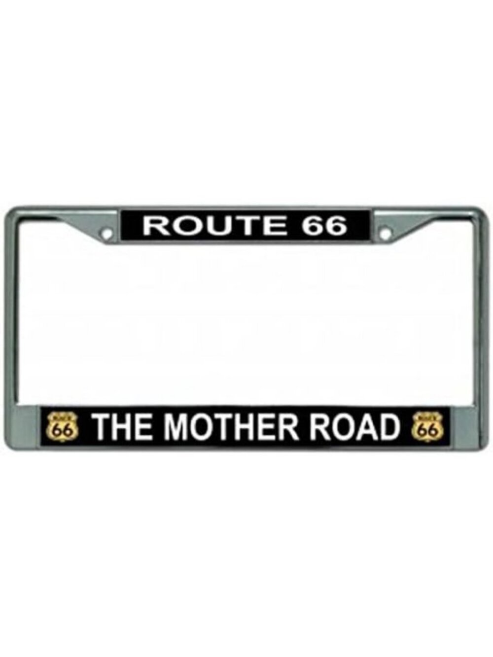 Chrome License Plate Frame - Route 66 The Mother Road Decor, Vintage Car